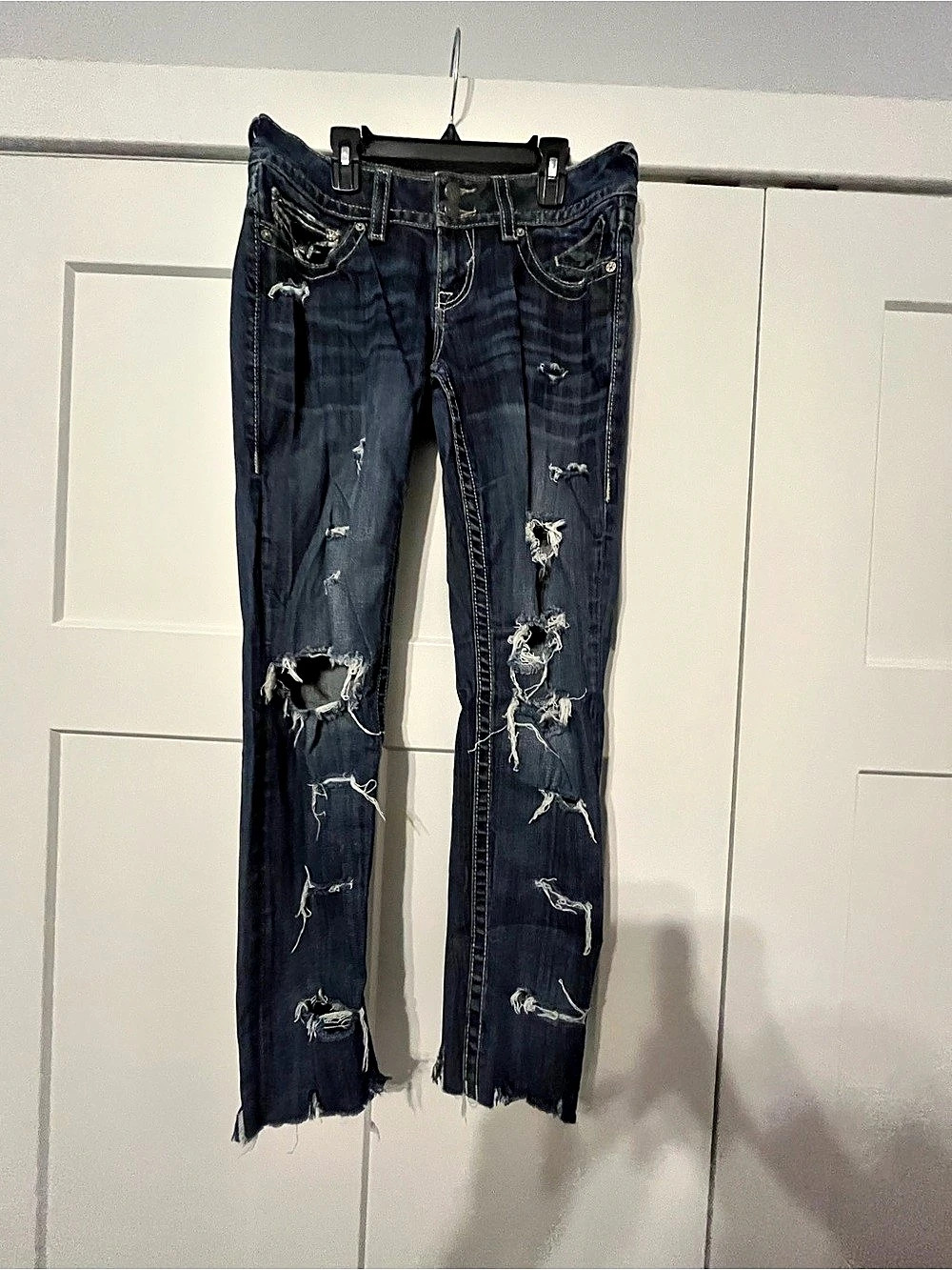VIGOSS Distressed Skinny Denim Jeans Blue 5/6 length 27